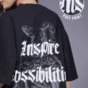 Inspire Possibilities Puff Printed Women Oversized T-shirt