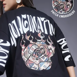 Imagination Embroidered Printed Women Oversized T-shirt Regular price